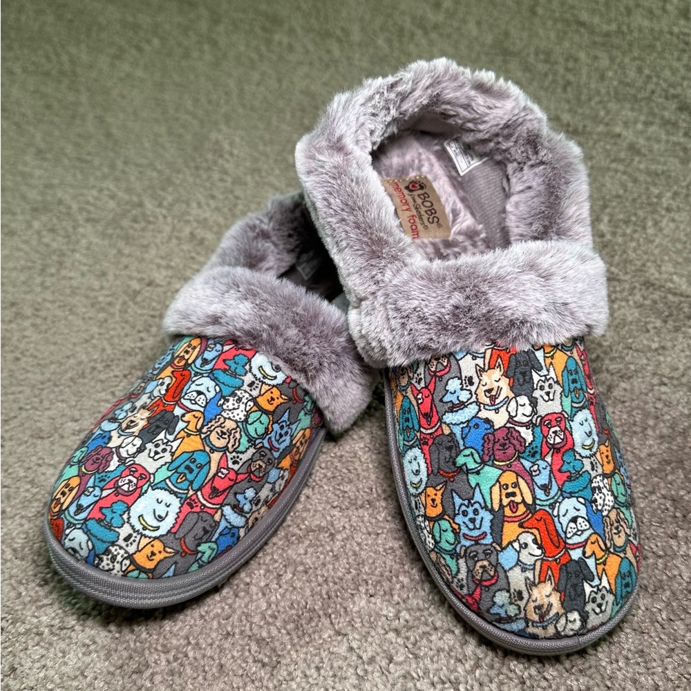 BOBS from Skechers Slippers - Multicolor Dog Pattern